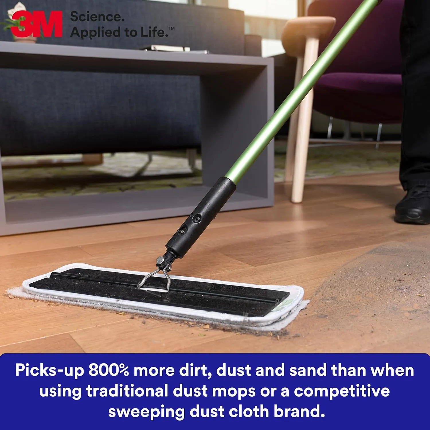 3M Easy Trap Sweep and Dust Sheets, 2 Rolls of 250 5" x 6" Sheets (500 Sheets), Disposable Easy Sweep Floor Duster, Picks Up 8x More Dirt, Dust, Sand, Hair, Works on Dry or Wet Surfaces, 55655W