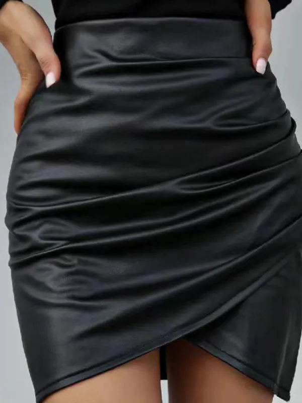 Blue Zone Planet |  New elastic black irregular sexy waist skirt