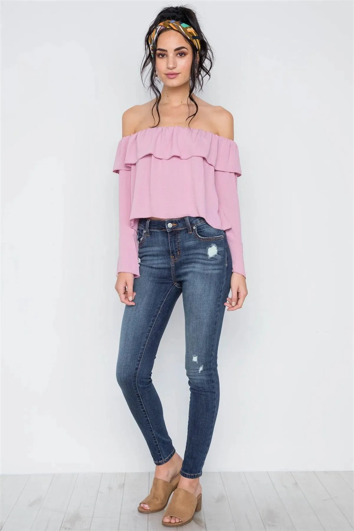 Blush Off-The-Shoulder Bell Sleeve Top /2-2-1