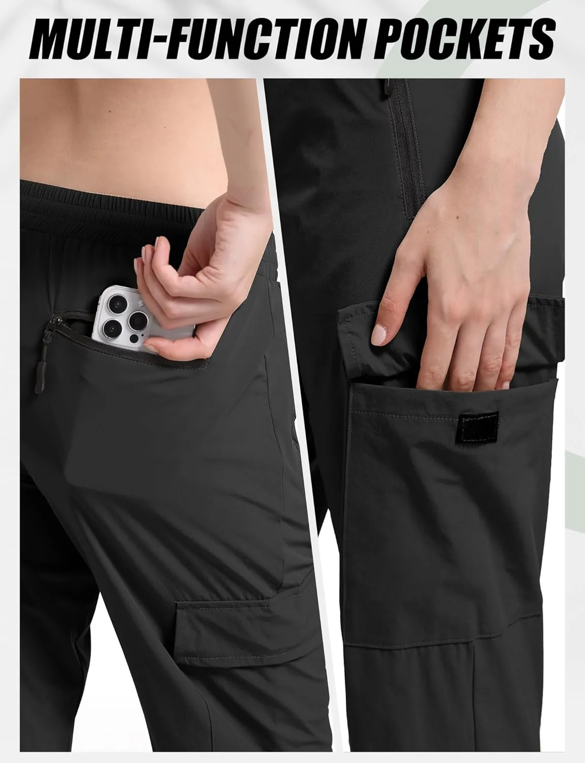 Buauty Womens Joggers Quick Dry Lightweight Cargo Joggers Hiking Pants with Pockets Elastic Waist for Travel and Camping
