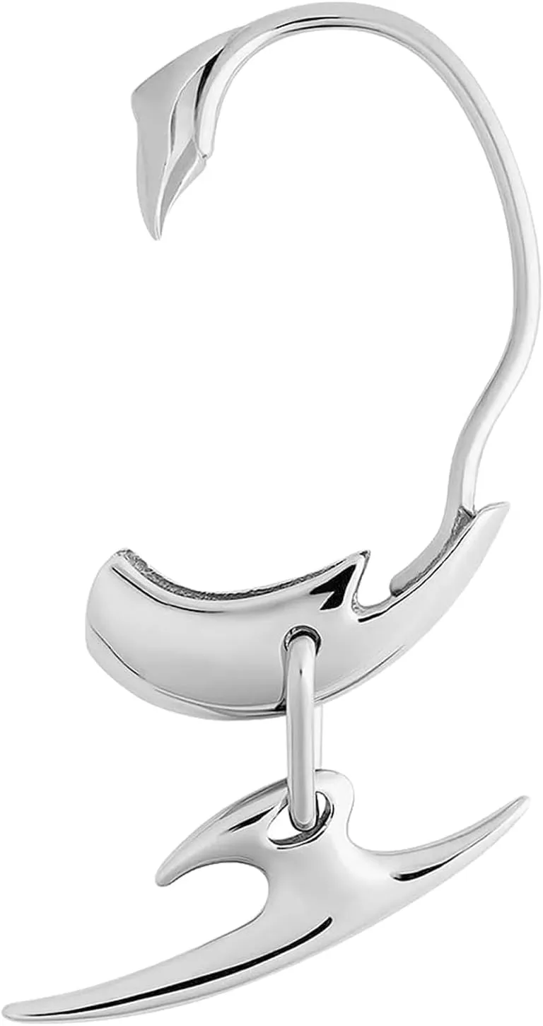 Cyberpunk Metal Bone Ear Chuck Dart Hanging Earring for Men and Women - Punk Ear Cuff for Motor Costume Party Accessories