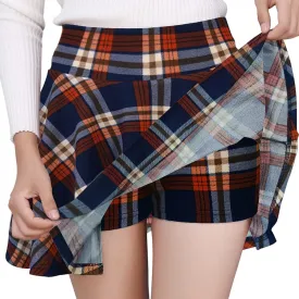 DJT Women's Basic Versatile Casual Stretchy Flared Pleated Mini Skater Skirt with Shorts