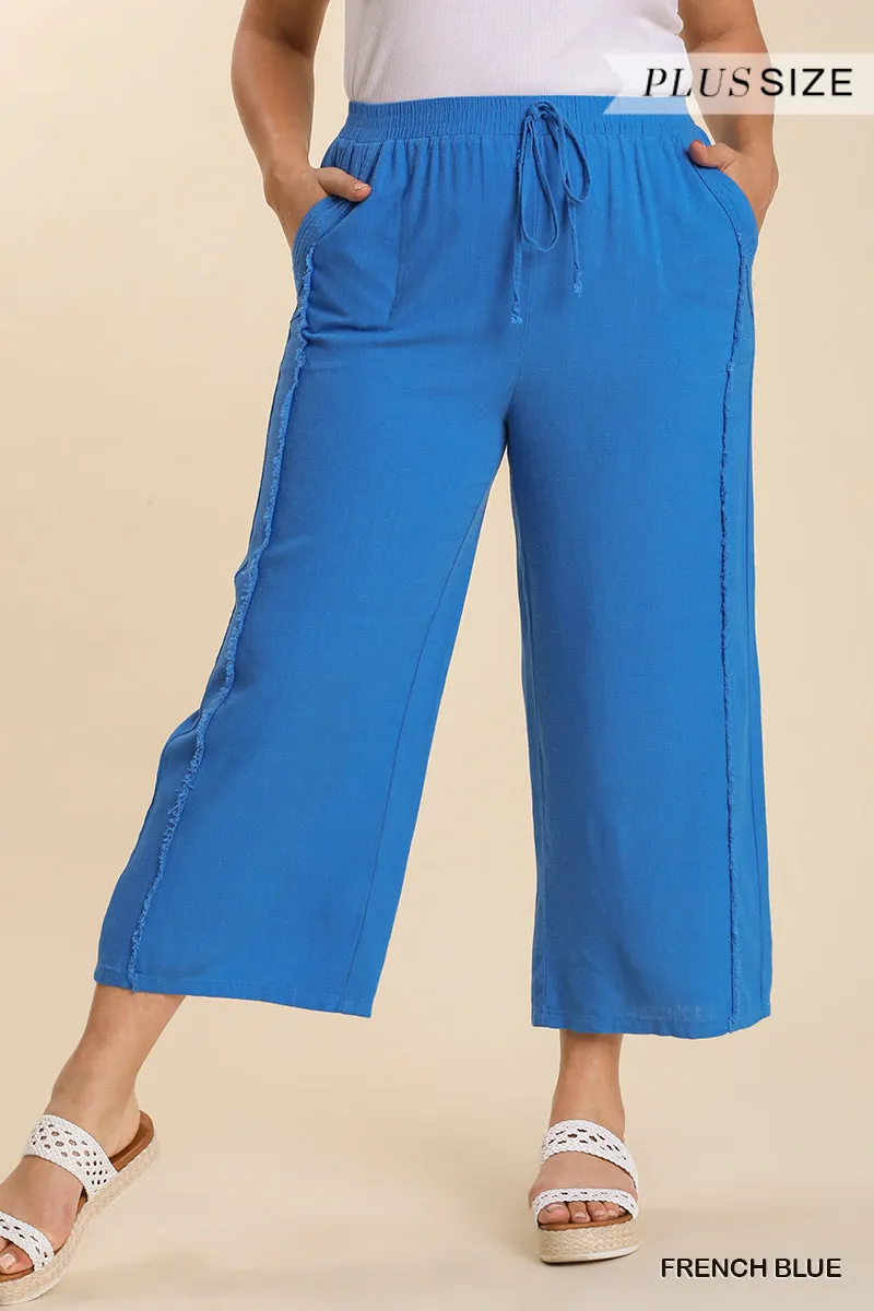 Drawstring Linen Pant in French Blue
