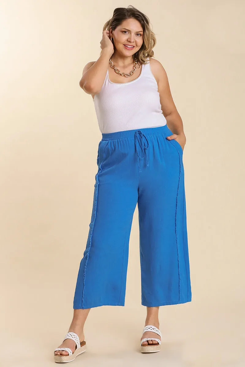 Drawstring Linen Pant in French Blue