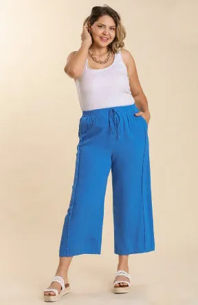 Drawstring Linen Pant in French Blue