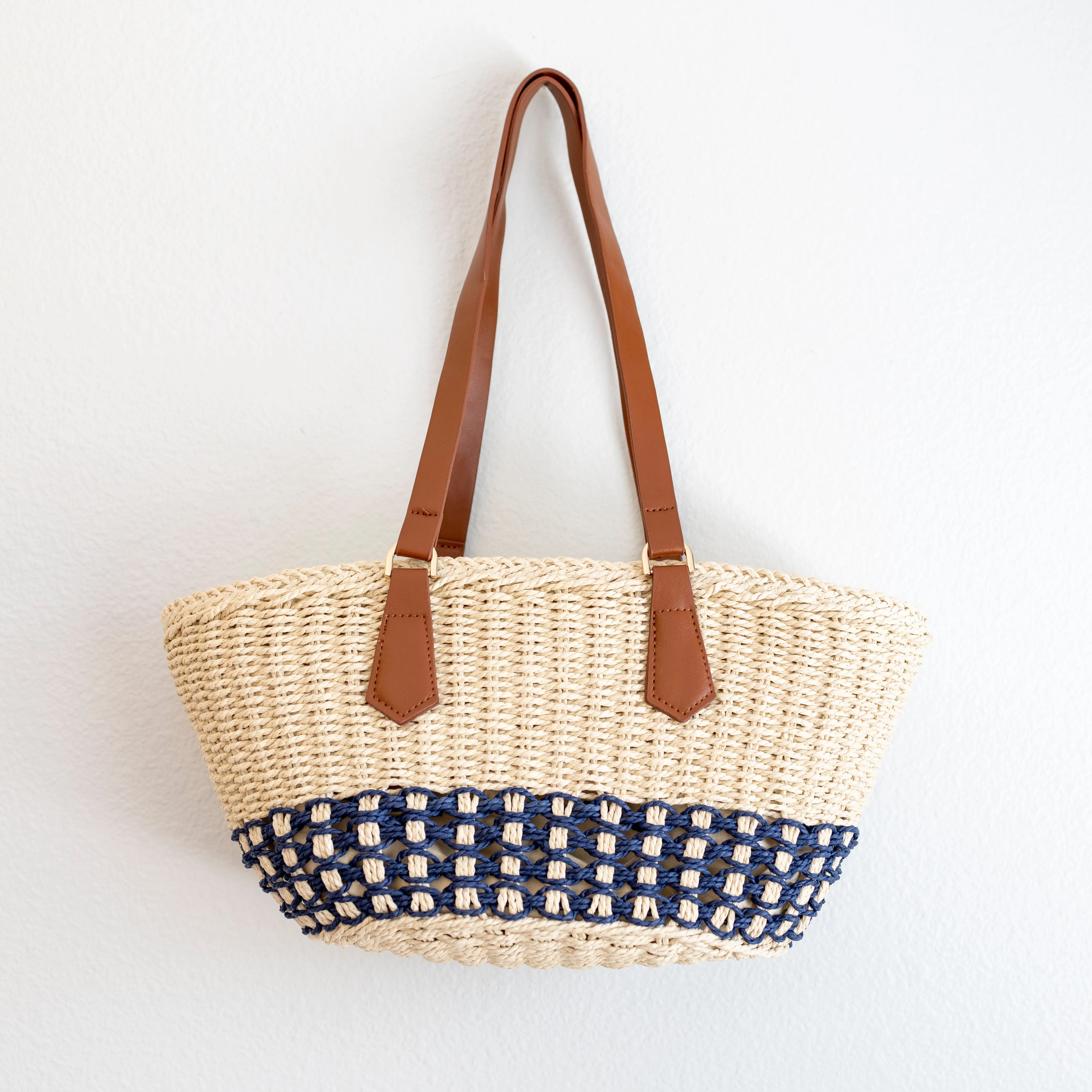 Elena Handbags Handmade Summer Straw Basket Bag Beach Handbag