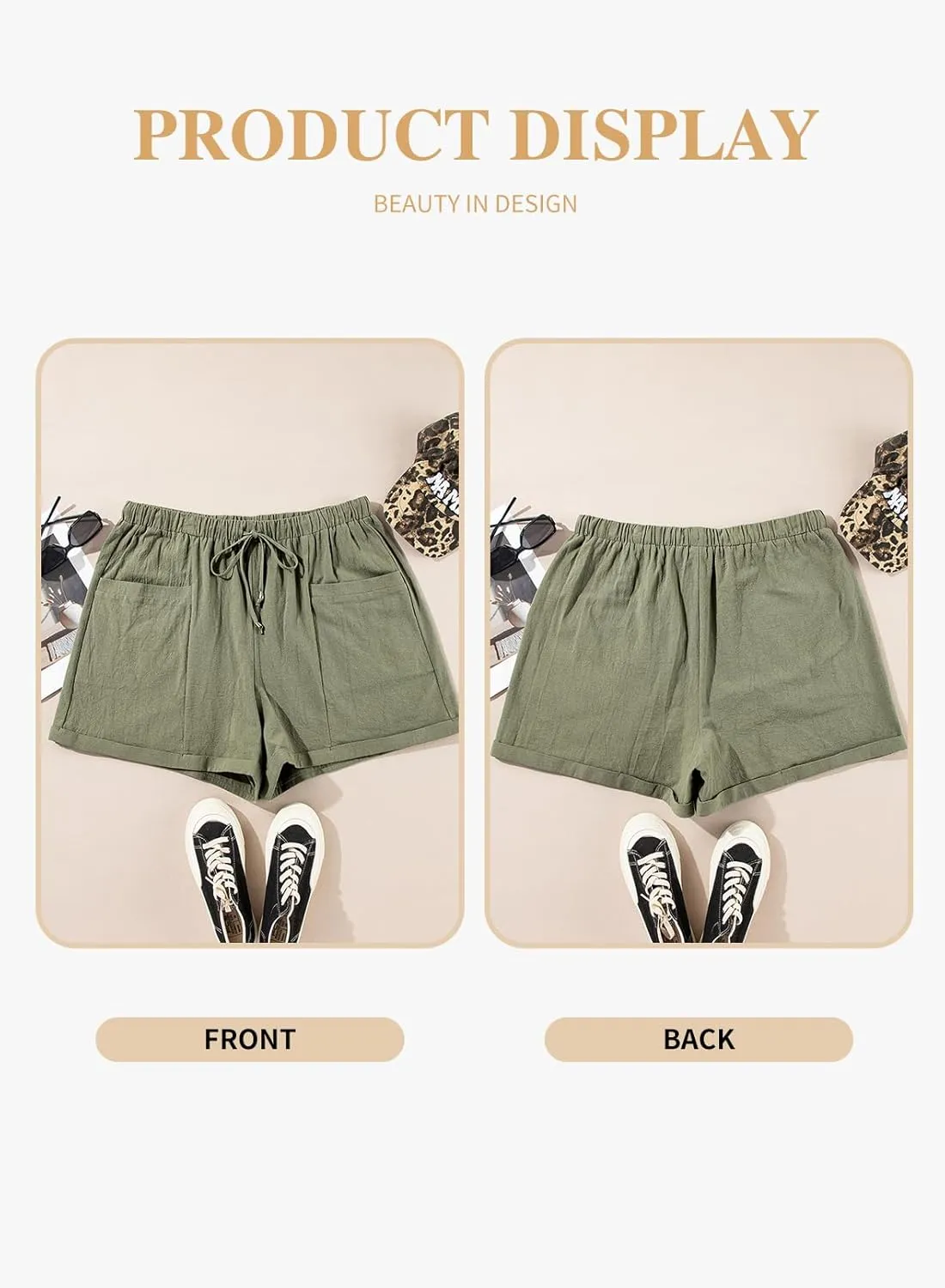 Eytino Womens Plus Size Shorts Casual Elastic Waist Drawstring Comfy Lightweight Summer Shorts with Pockets(1X-5X)