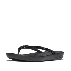 FitFlop Iqushion Multi Crystal Flip Flops Sandals - All Black