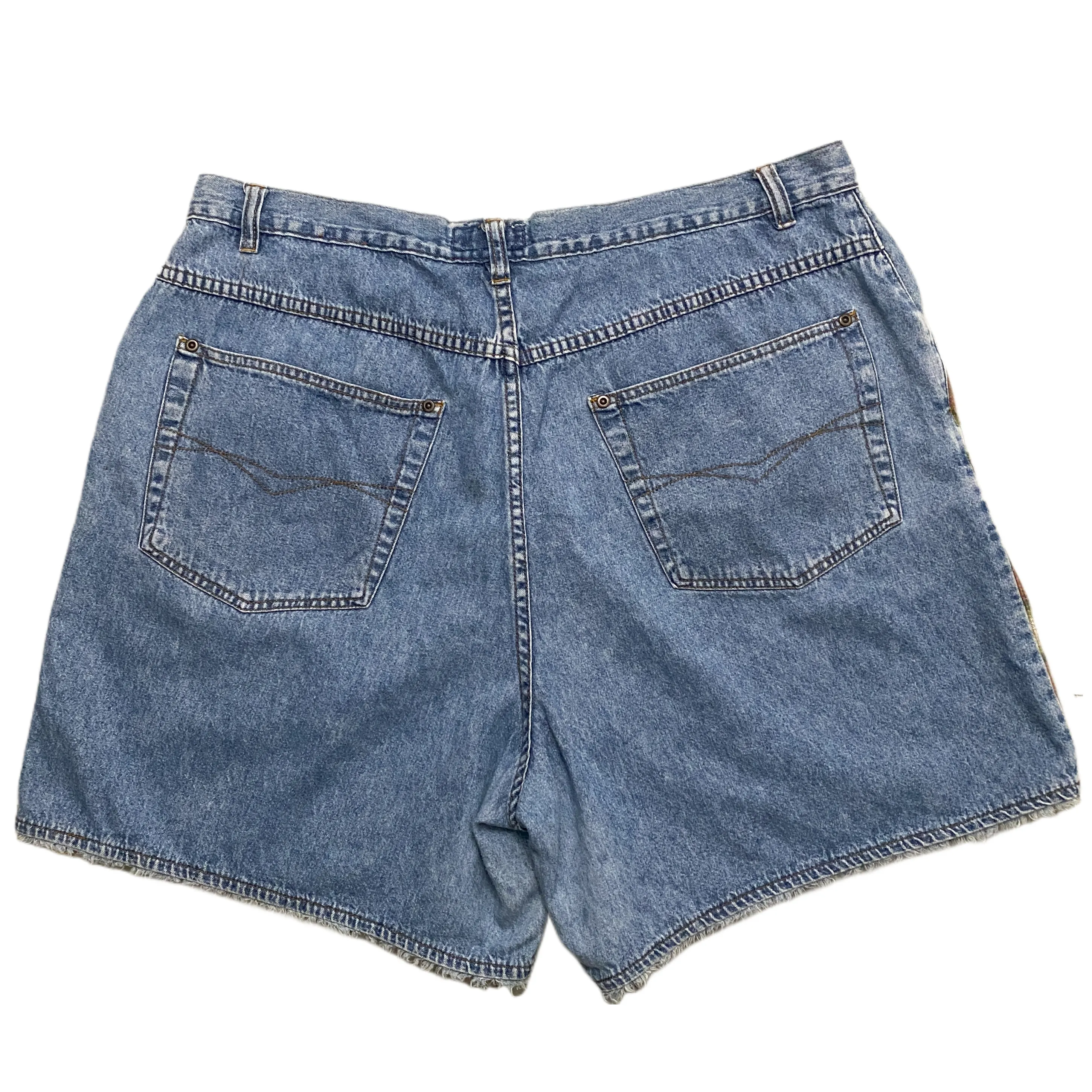Flannel Patched Denim Shorts (1X)