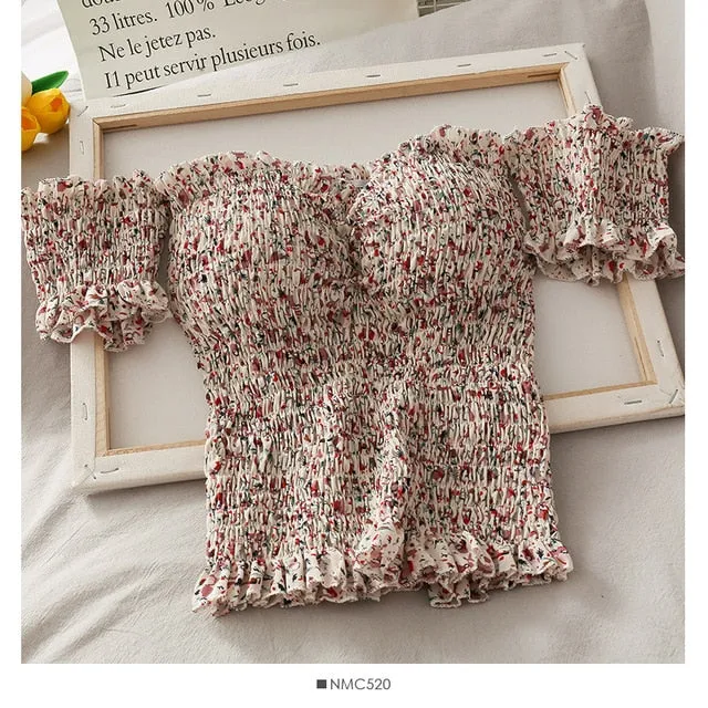 Floral Crop Top Off Shoulder