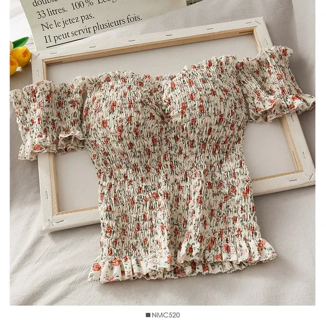 Floral Crop Top Off Shoulder