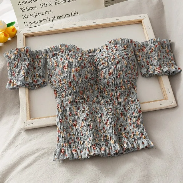 Floral Crop Top Off Shoulder