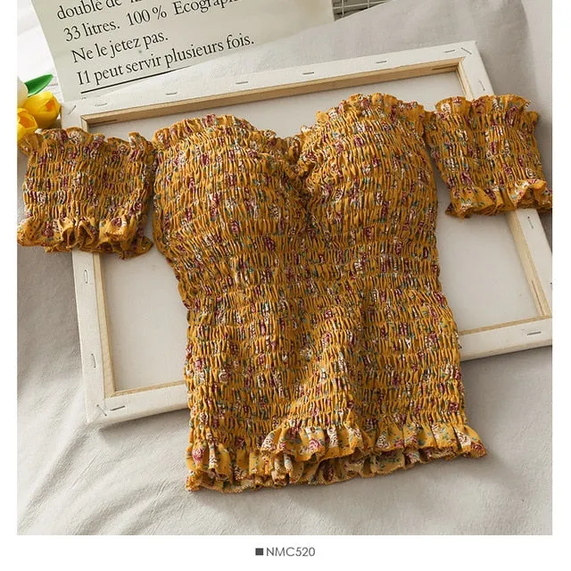 Floral Crop Top Off Shoulder