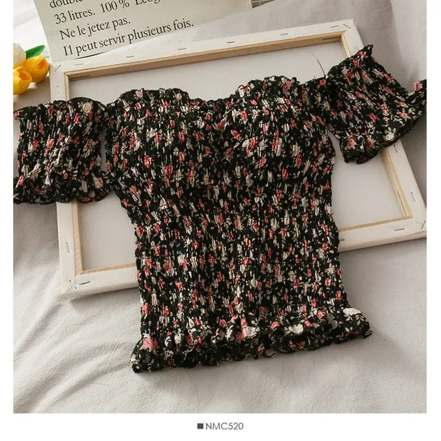 Floral Crop Top Off Shoulder