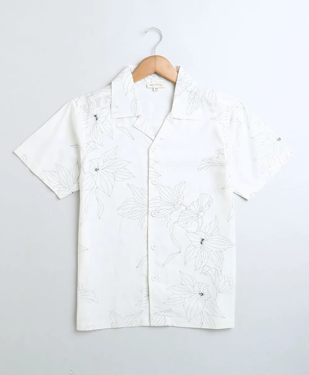 Floral Print Viscose Linen Blend Casual Shirt