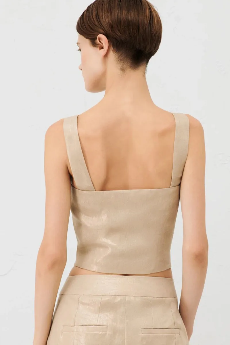 GHIRO COATED LINEN CROP TOP