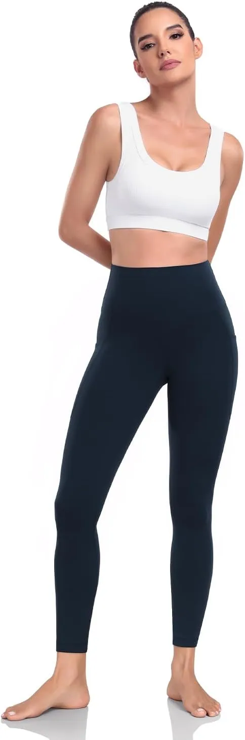 HeyNuts Workout Pro/Yoga Pro 7/8 Leggings with Side Pockets for Women, High Waisted Tummy Control Compression Pants 25''