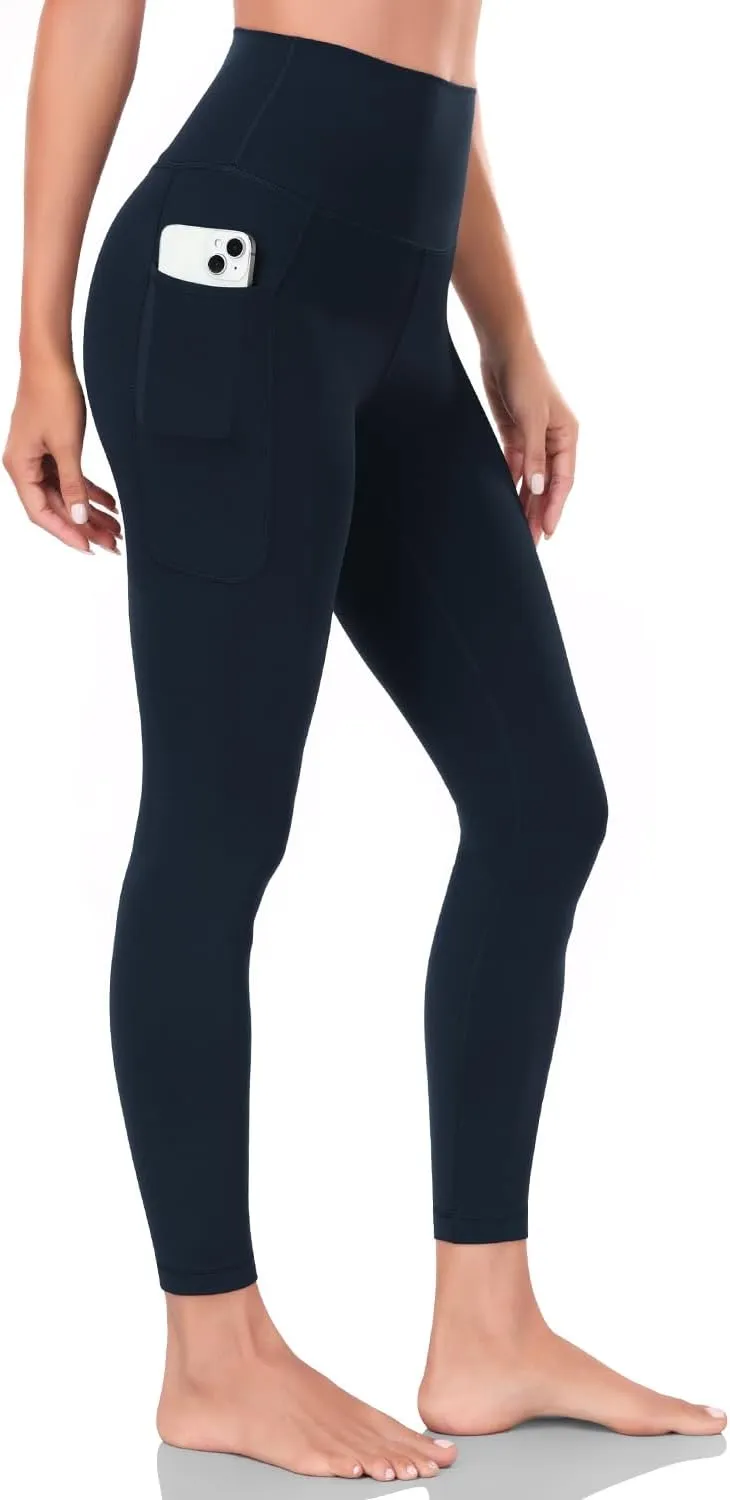 HeyNuts Workout Pro/Yoga Pro 7/8 Leggings with Side Pockets for Women, High Waisted Tummy Control Compression Pants 25''