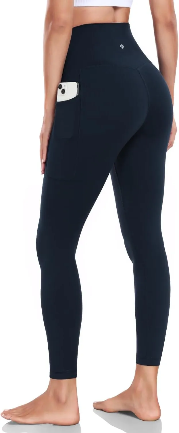 HeyNuts Workout Pro/Yoga Pro 7/8 Leggings with Side Pockets for Women, High Waisted Tummy Control Compression Pants 25''