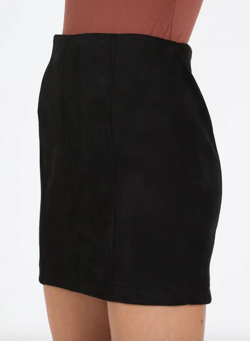 High Waisted Eco Suede Skirt