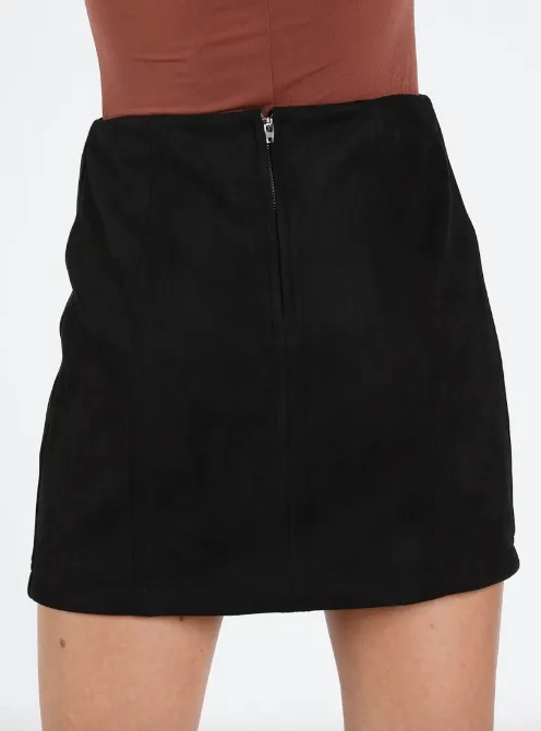 High Waisted Eco Suede Skirt