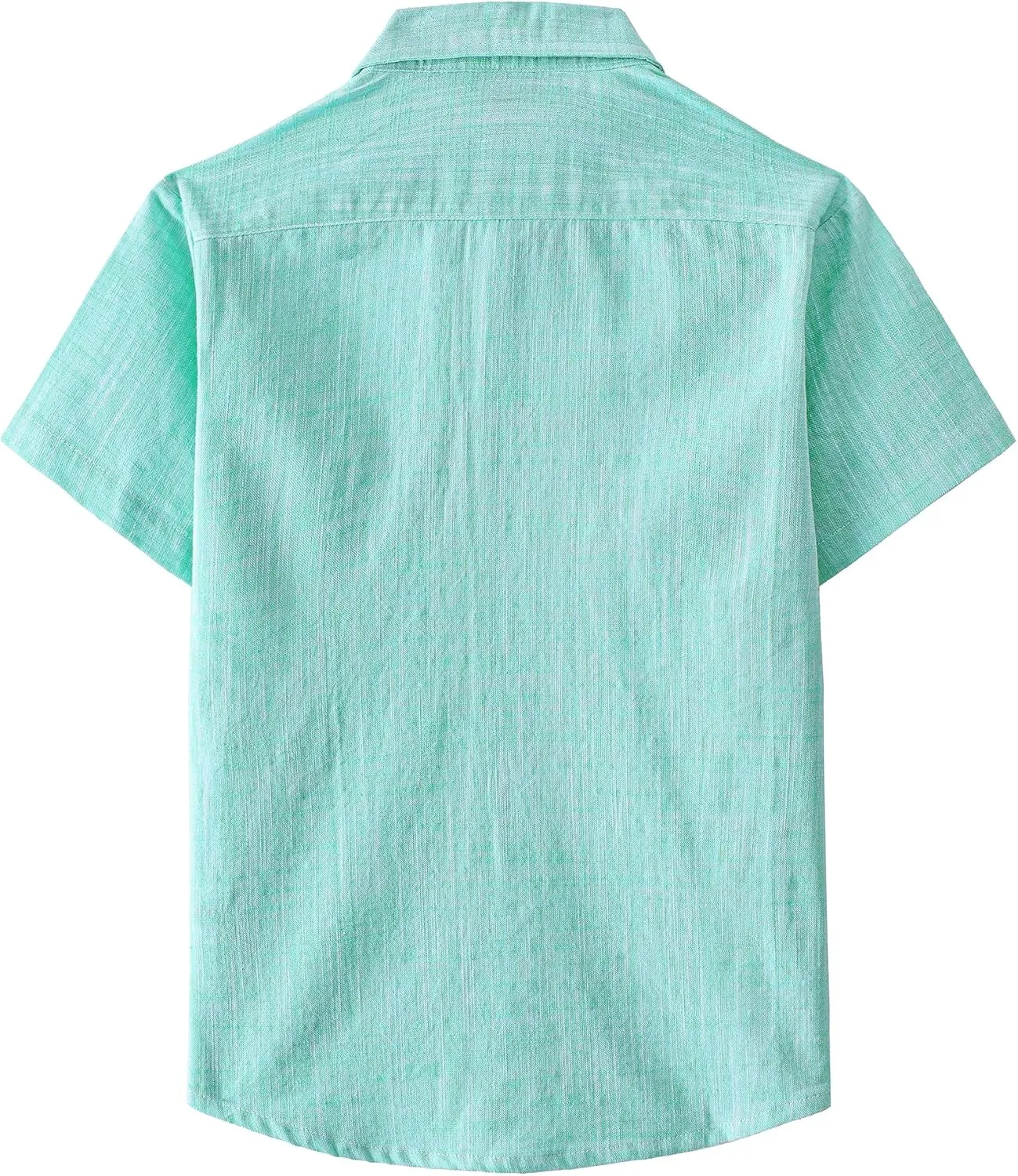 JOGAL Boys Chambray Shirts Short Sleeve Button Down Casual Cotton Woven Shirt with Two Pockets for Kids 6-14 Years