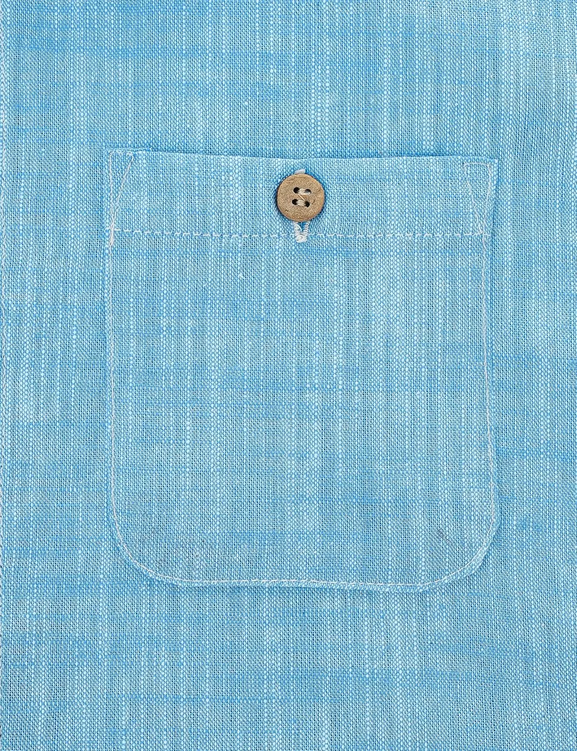 JOGAL Boys Chambray Shirts Short Sleeve Button Down Casual Cotton Woven Shirt with Two Pockets for Kids 6-14 Years