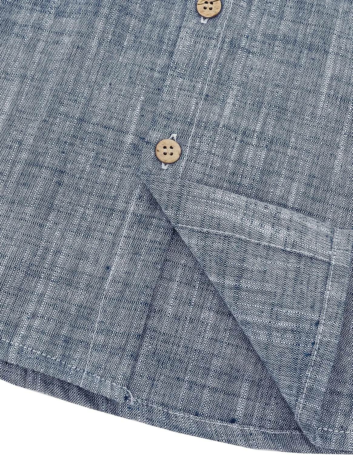 JOGAL Boys Chambray Shirts Short Sleeve Button Down Casual Cotton Woven Shirt with Two Pockets for Kids 6-14 Years