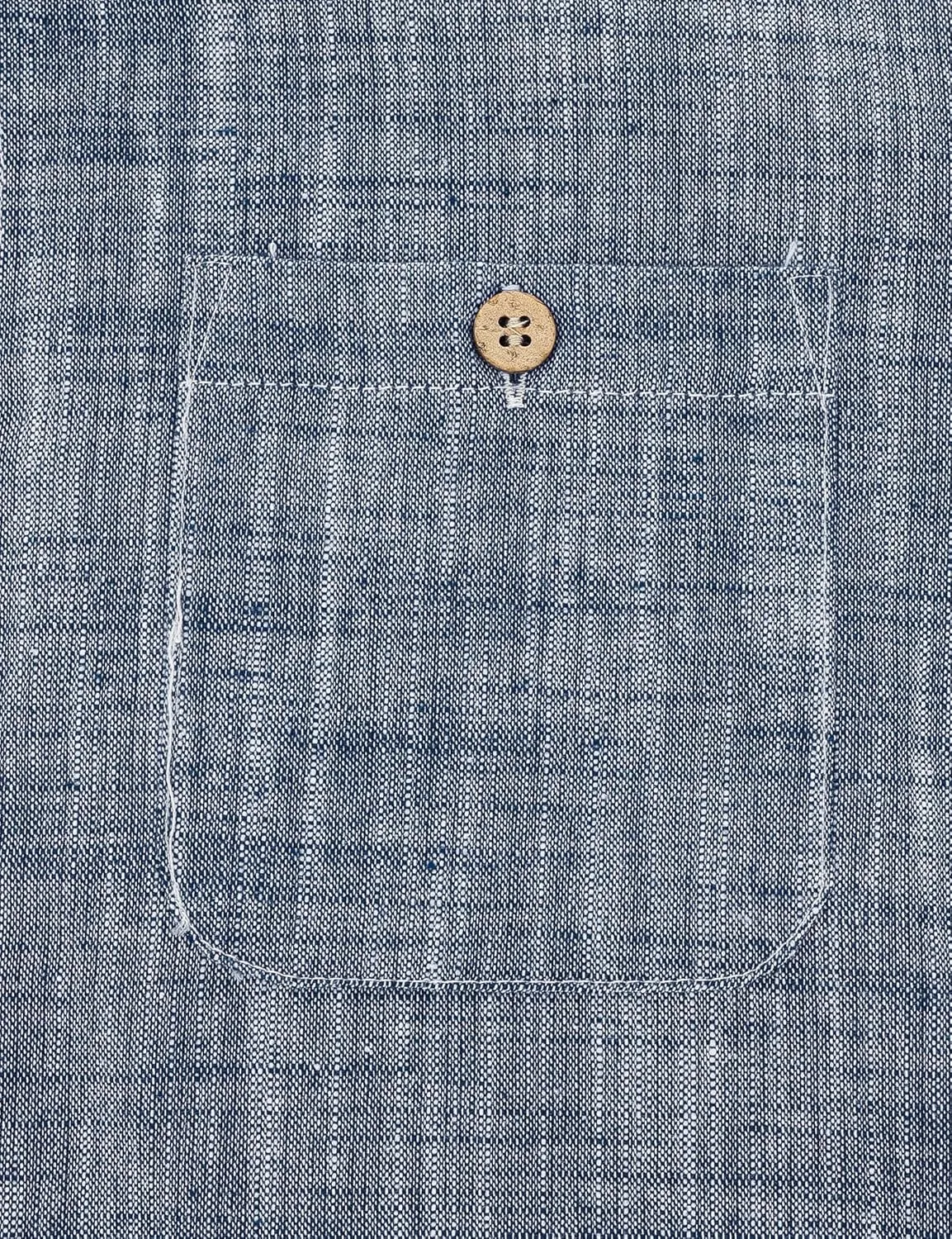 JOGAL Boys Chambray Shirts Short Sleeve Button Down Casual Cotton Woven Shirt with Two Pockets for Kids 6-14 Years
