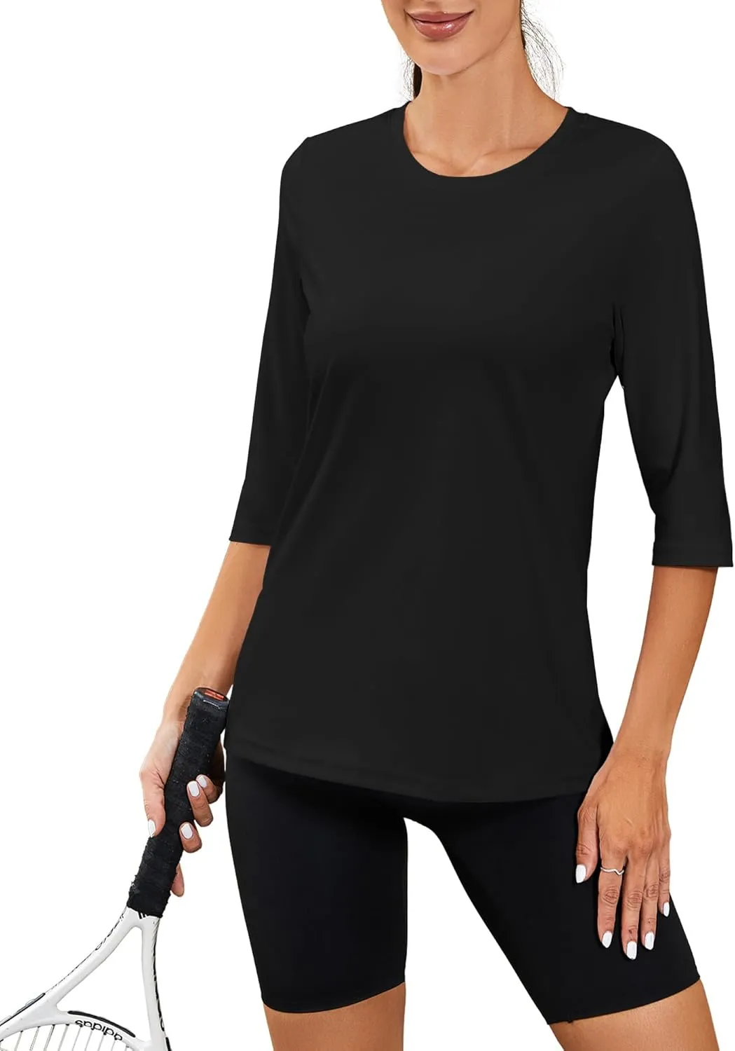 JomeDesign 3/4 Length Sleeve Womens Tops Sun Shirts UPF50  Tunic Blouses Breathable Crew Neck Loose Fit Tshirts Outdoor