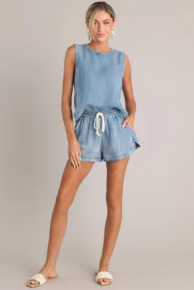 Keep It Cool Light Chambray Drawstring Shorts
