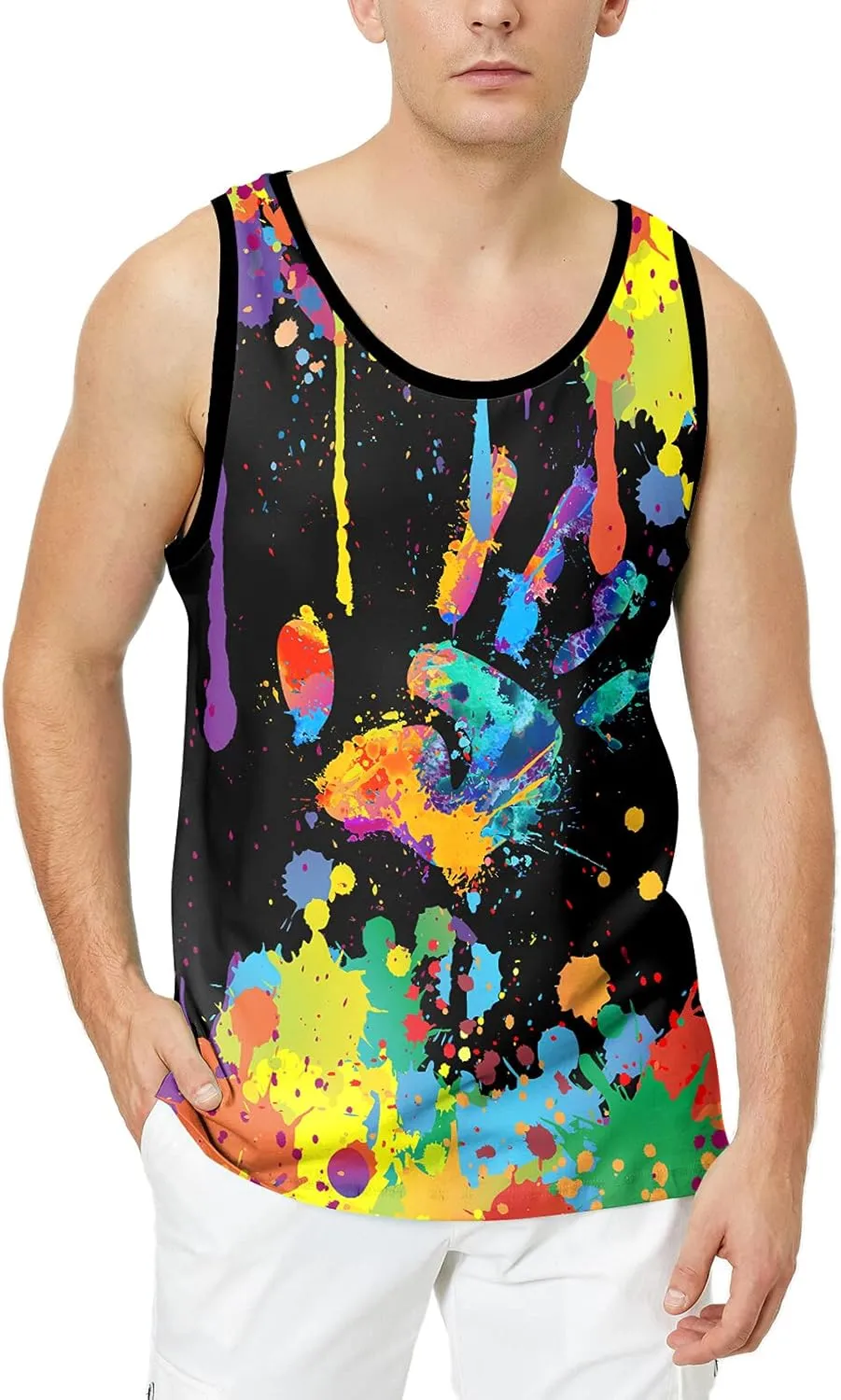 LAIDIPAS Men's 3D Tank Tops Summer Casual Novelty Sleeveless Shirt Unisex Colorful Graphics Top Tees Shirt