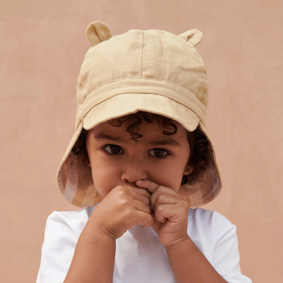 Liewood Gorm reversible sun hat yarn dyed- Y/D Stripe: Safari/Sandy | Liewood