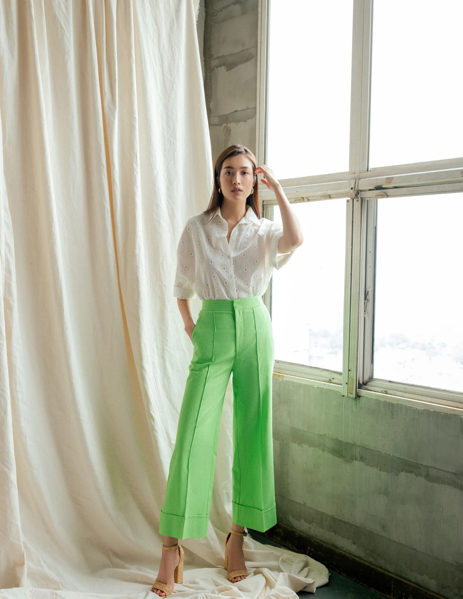 Lime Linen Pant