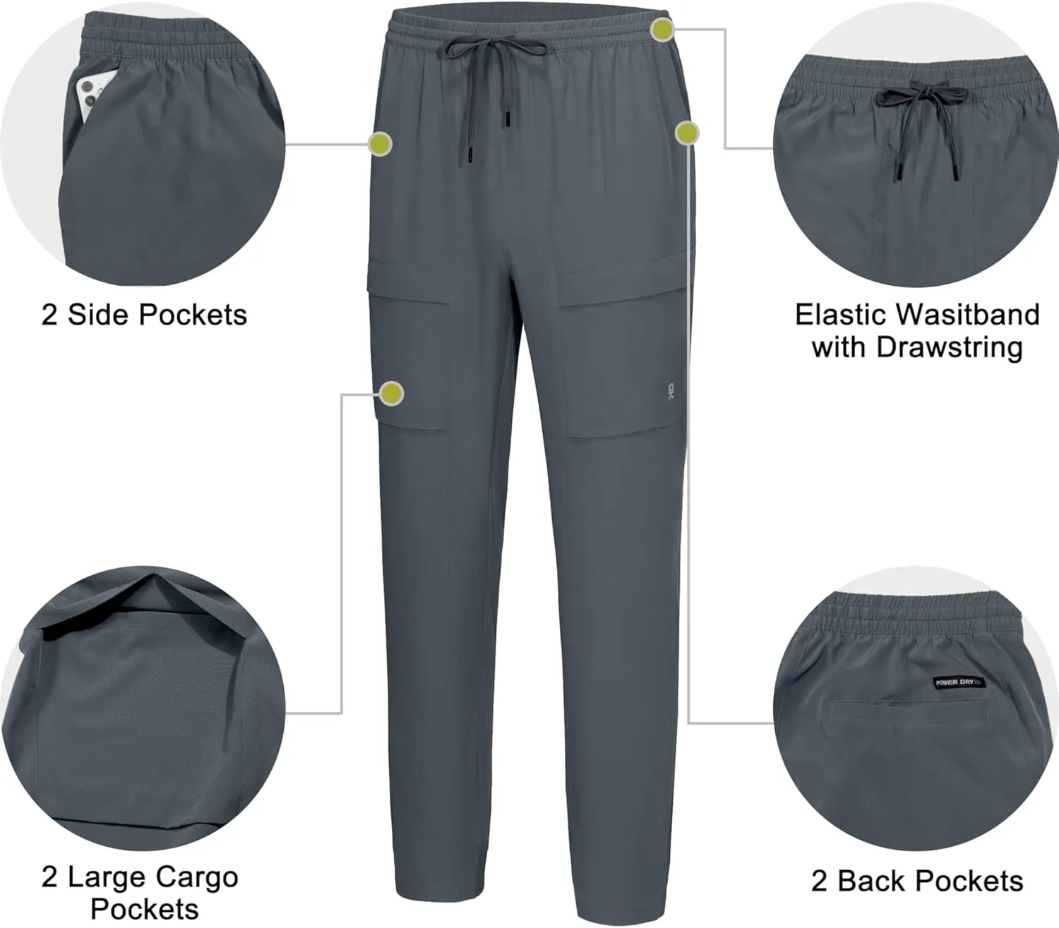 Little Donkey Andy Men's Cargo Joggers Lightweight Quick Dry Hiking Pants Athletic Running Workout Lounge Casual Outdoor