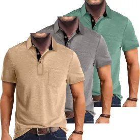 Men's Casual Polo Shirts Classic Button Short Sleeve Shirt Breathable Stylish Golf Tops Polo Shirts for Men