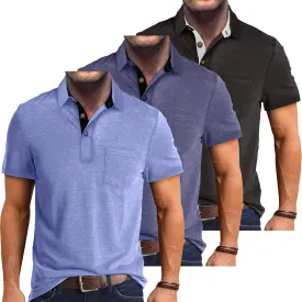 Men's Casual Polo Shirts Classic Button Short Sleeve Shirt Breathable Stylish Golf Tops Polo Shirts for Men