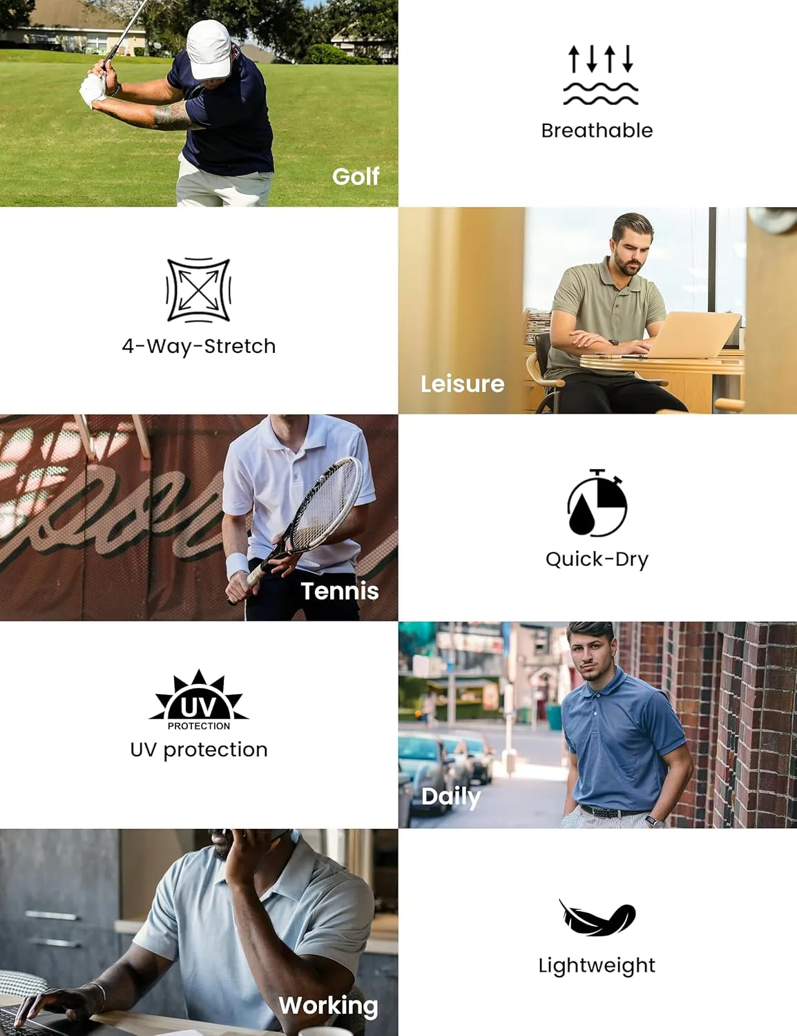 Men's Casual Polo Shirts Classic Button Short Sleeve Shirt Breathable Stylish Golf Tops Polo Shirts for Men