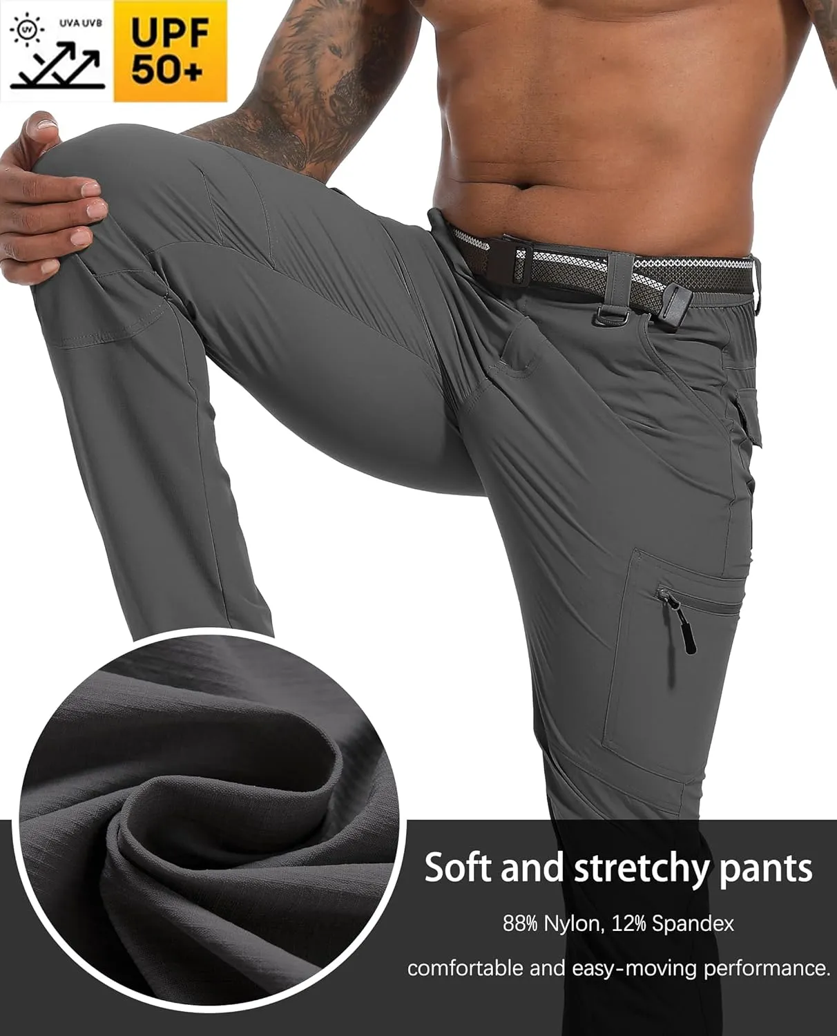 Men's Hiking Tactical Cargo Work Pants Quick Dry Waterproof Lightweight Travel Fishing Camping Outdoor Pants