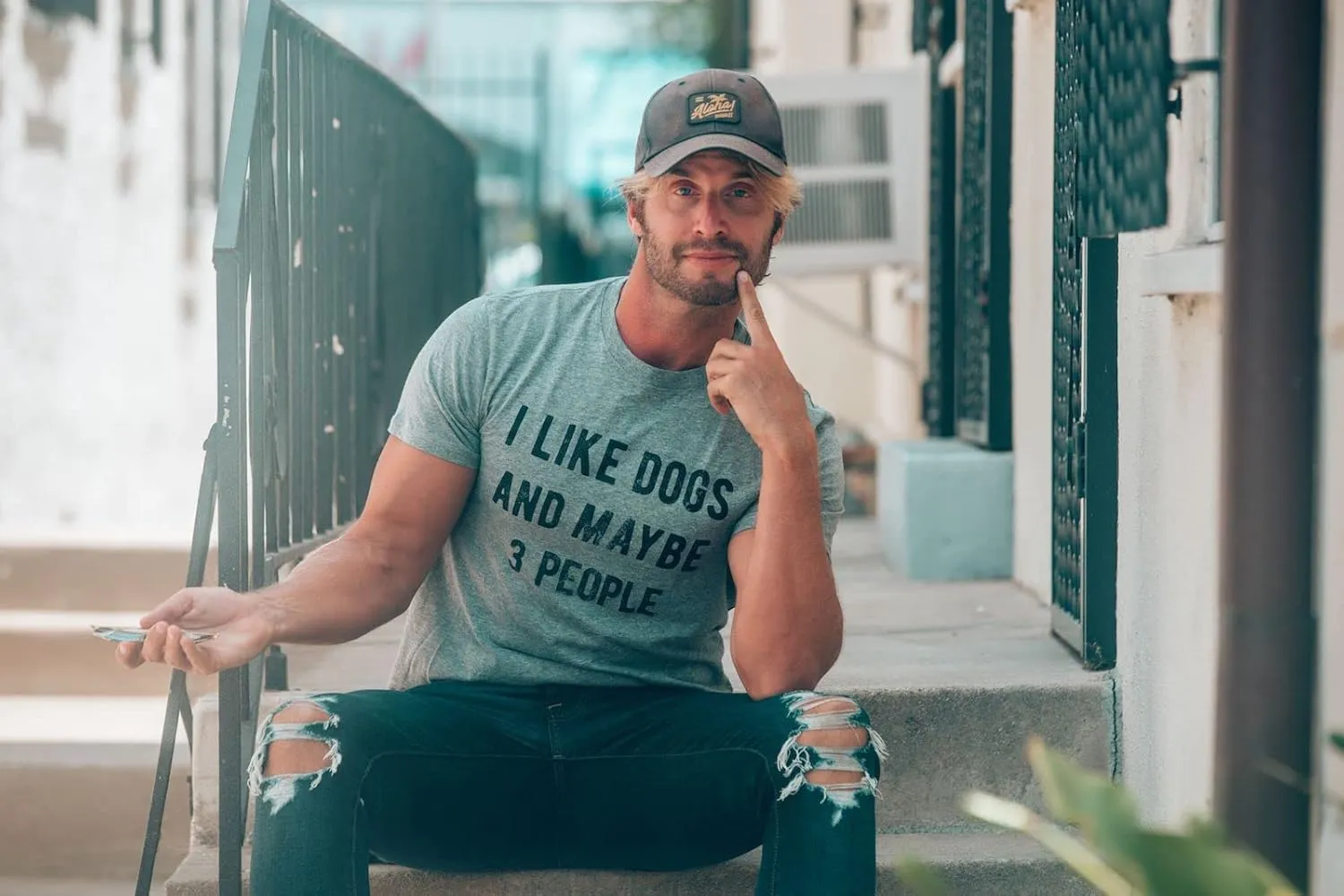 Mens I Like Dogs and Maybe 3 People T Shirt Funny Pet Lover Dad Cool Graphic Tee