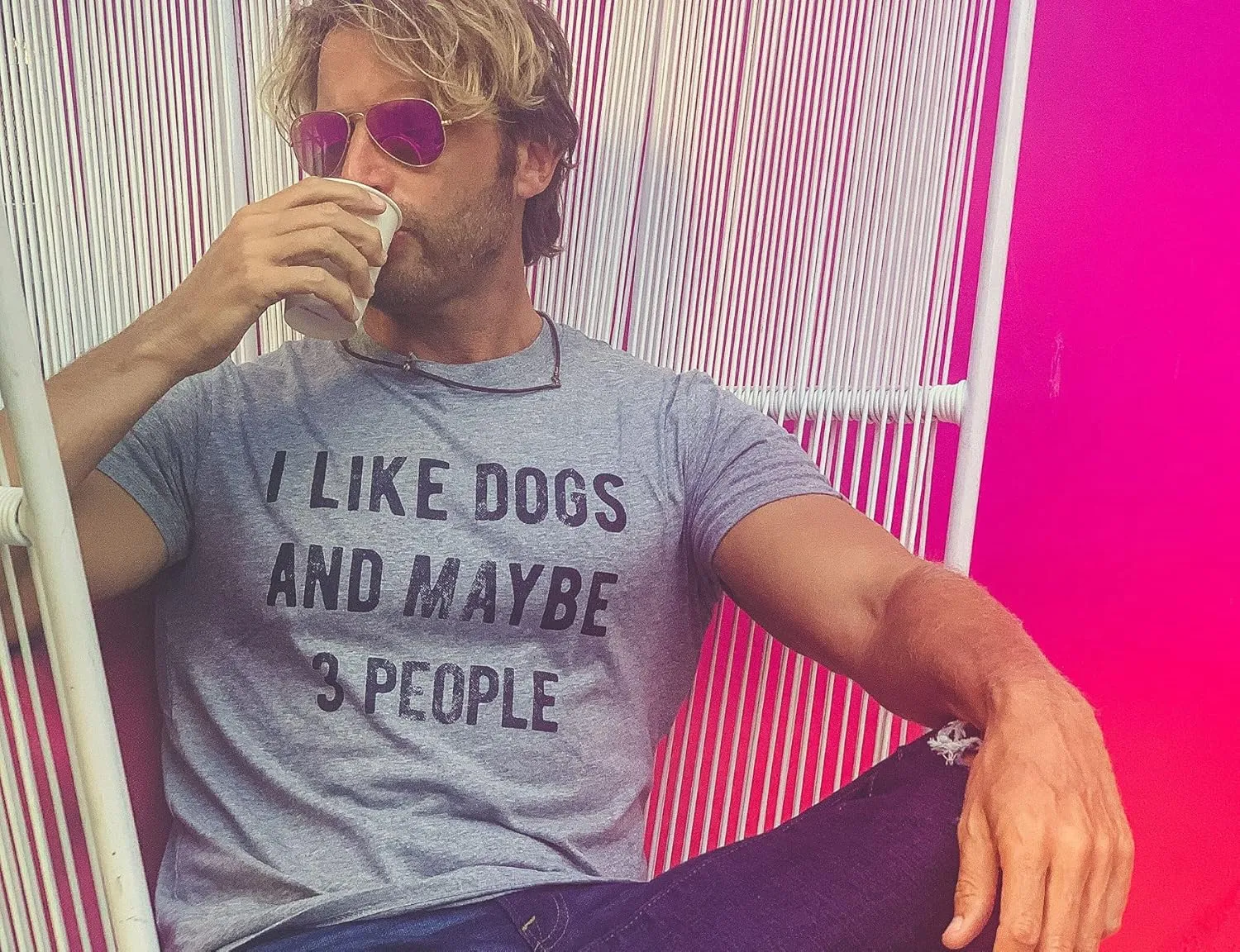Mens I Like Dogs and Maybe 3 People T Shirt Funny Pet Lover Dad Cool Graphic Tee