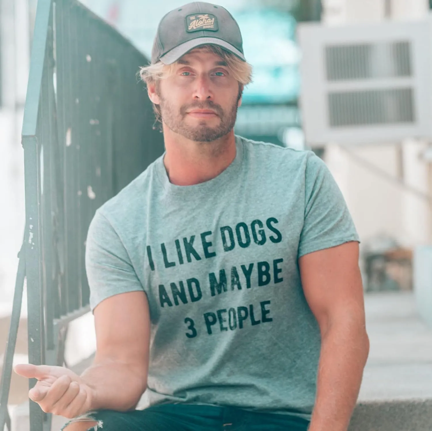 Mens I Like Dogs and Maybe 3 People T Shirt Funny Pet Lover Dad Cool Graphic Tee