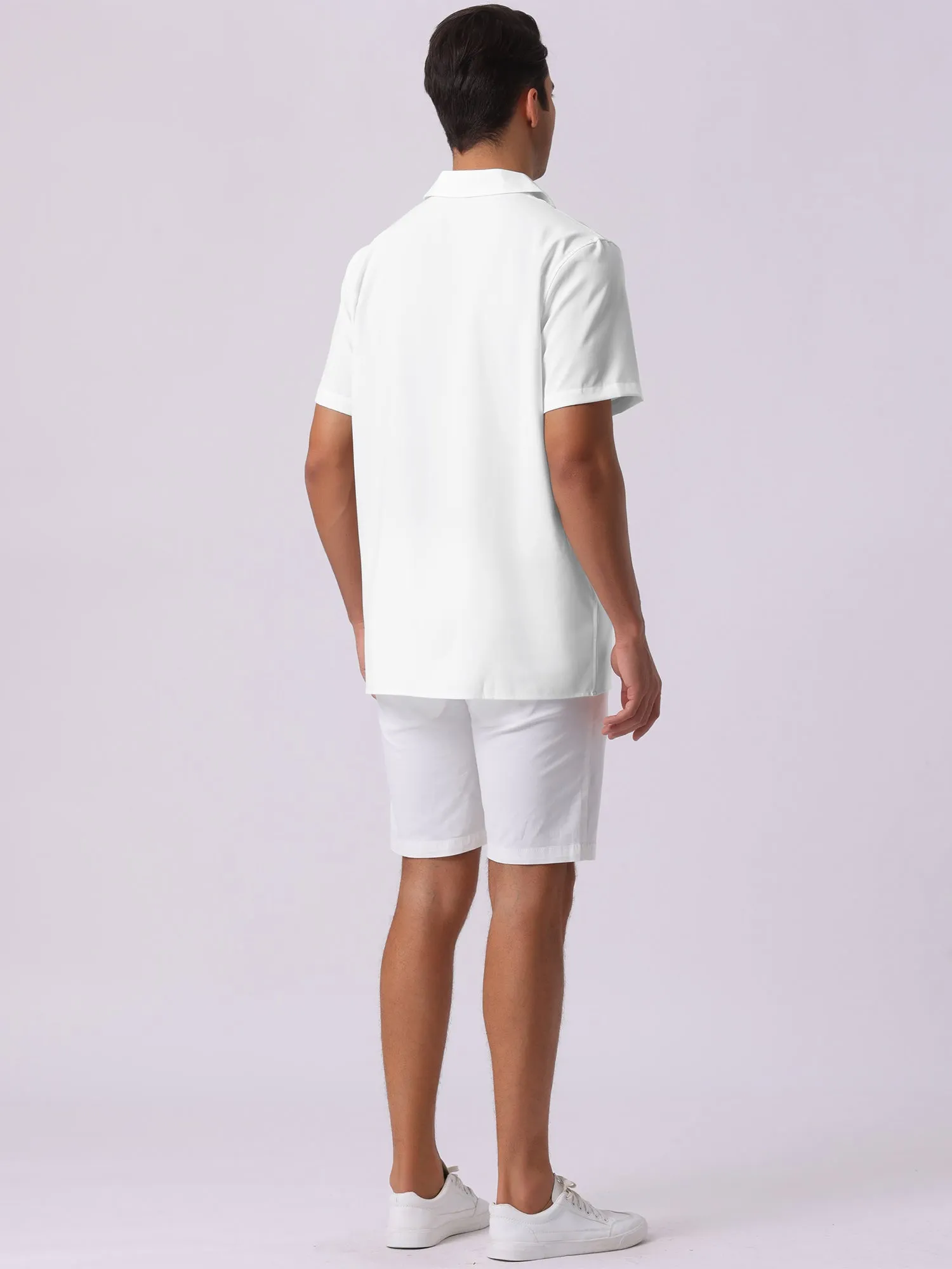 Men's Linen Camp Collar Short Sleeve Button Down Summer Beach Shirts