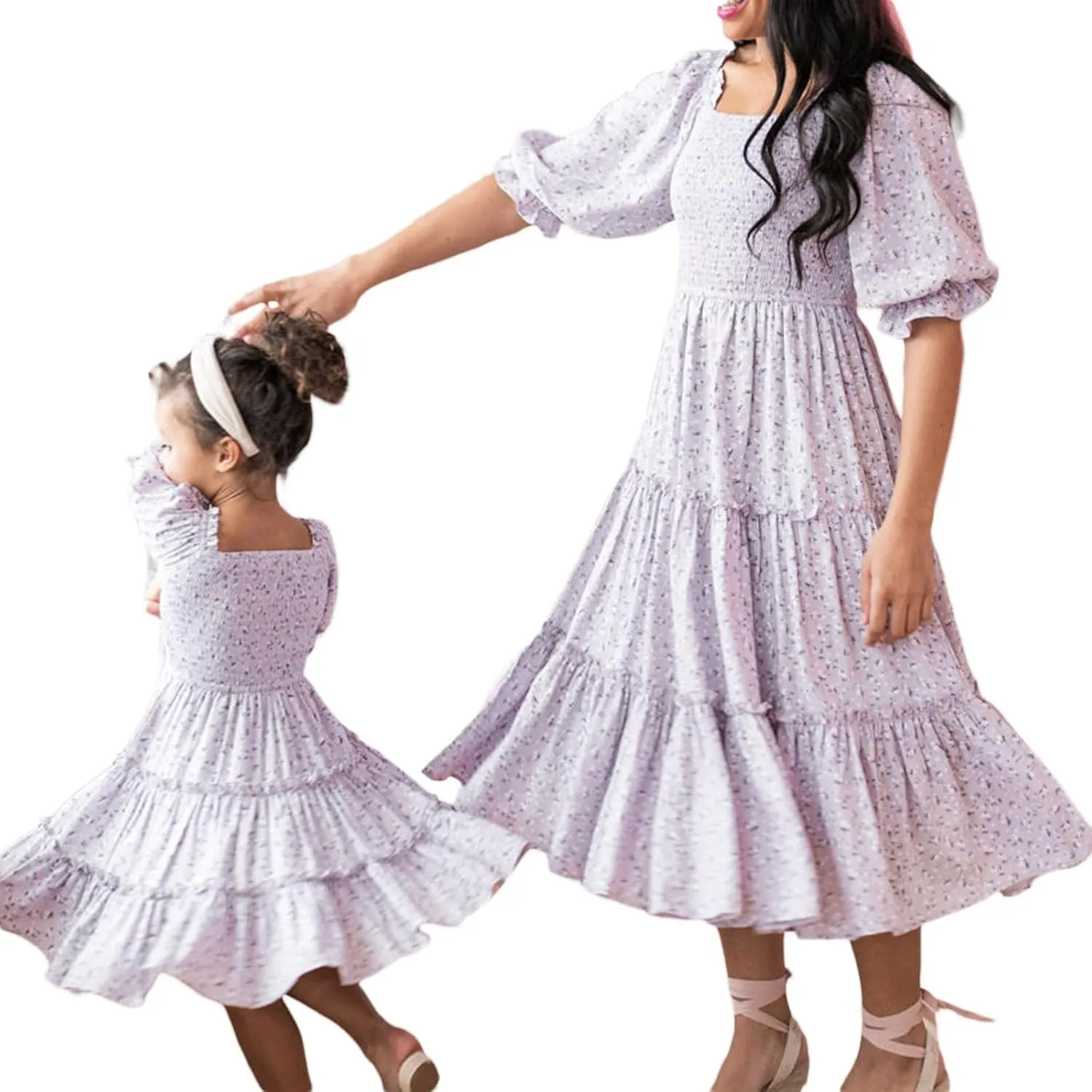 Mommy and Me Dresses Off Shoulder Irregular Ruffle Hem Chiffon Maxi Dress Summer Family Matching Outfit Beachwear