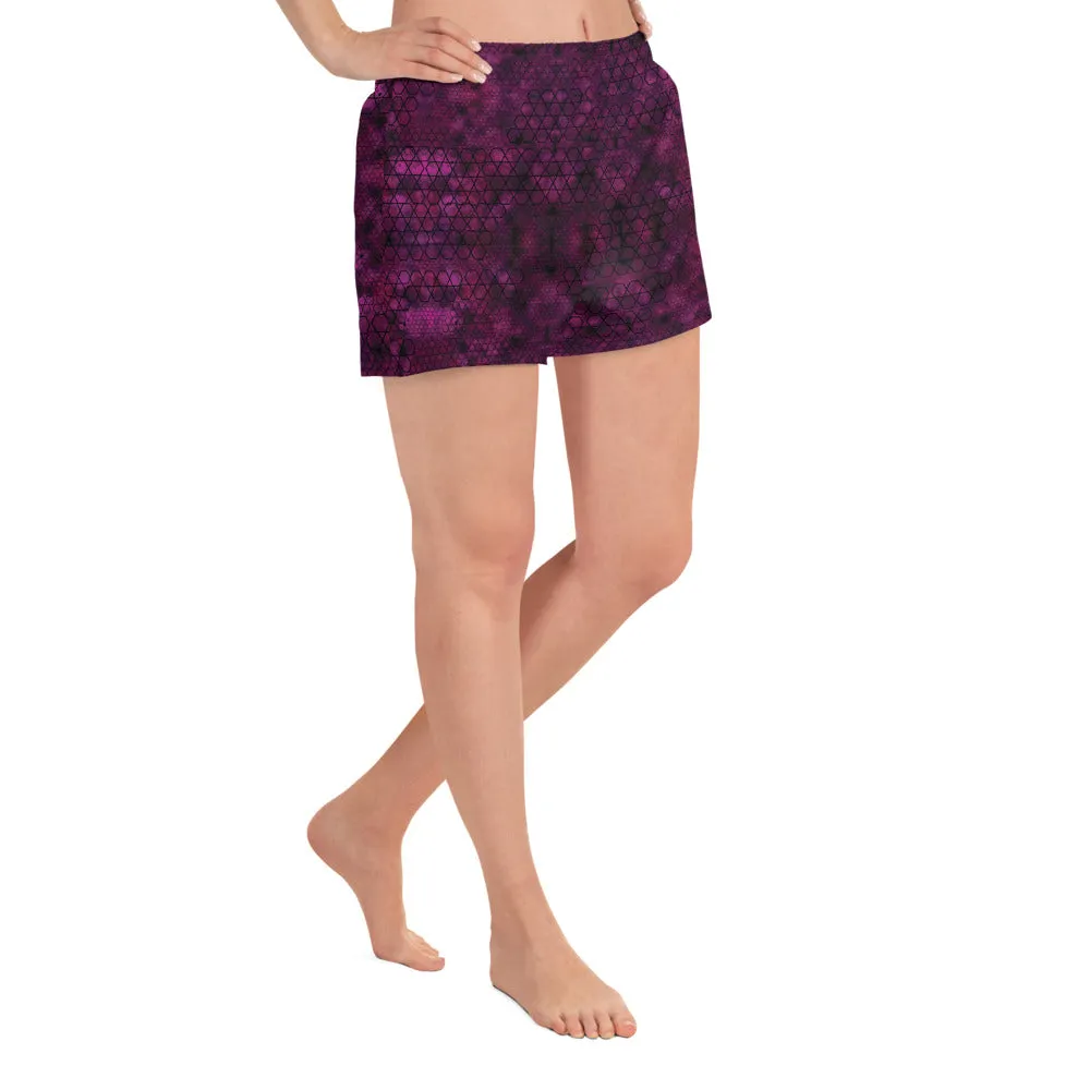 Pink Tie Dye Hex Athletic Short Shorts for women, XS- 3XL