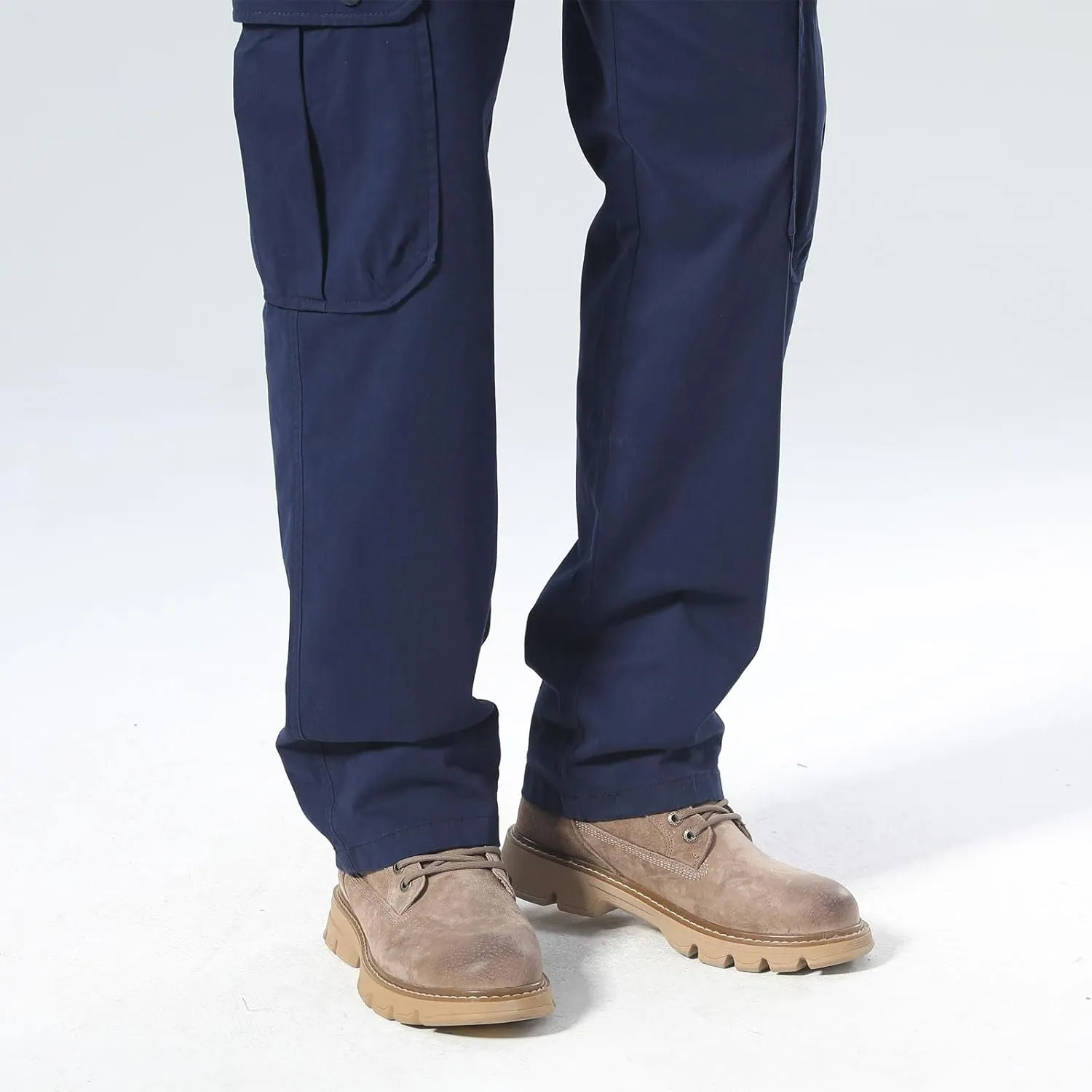 Plaid&Plain Men's Cargo Pants Relaxed Fit with Extra Front Pocket and Oversized Belt Loops LSC013