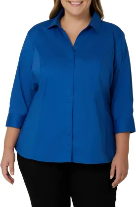 Riders by Lee Indigo Women's Plus Size Easy Care quarter Sleeve Woven Shirt