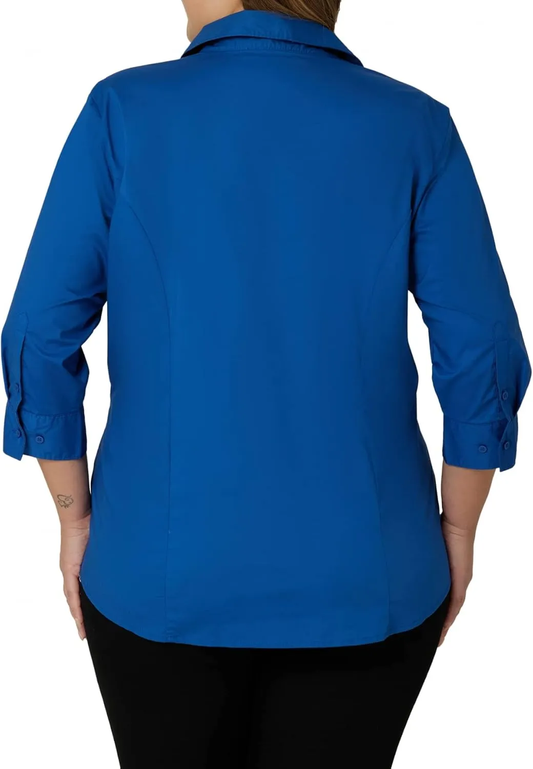 Riders by Lee Indigo Women's Plus Size Easy Care quarter Sleeve Woven Shirt