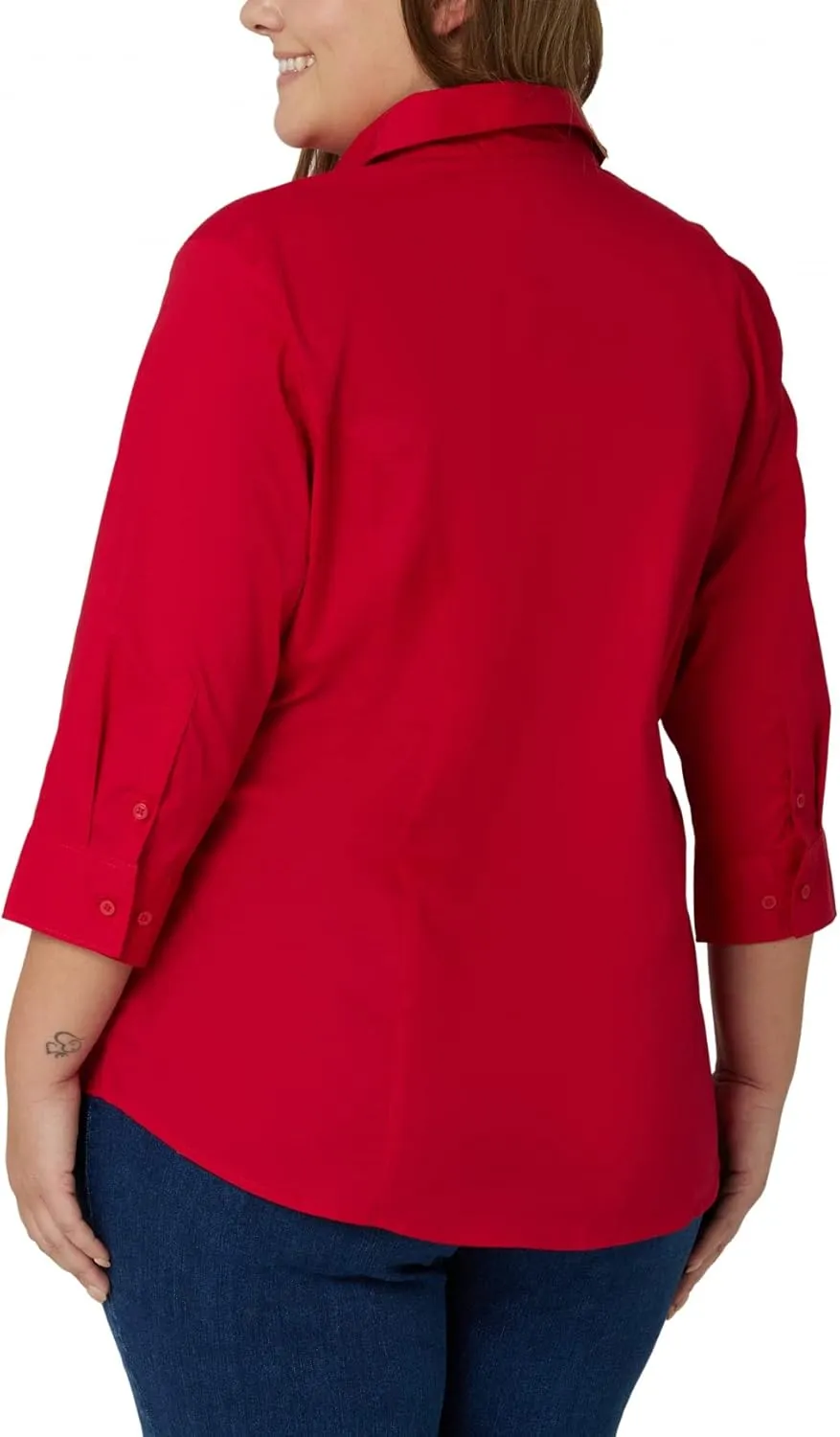 Riders by Lee Indigo Women's Plus Size Easy Care quarter Sleeve Woven Shirt