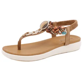 SIKETU | Boho Flip Flop Sandals With Metal and Rhinestone